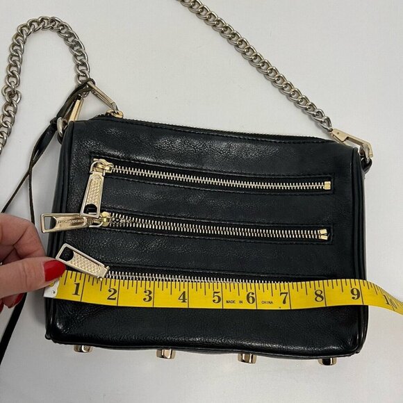 Rebecca Minkoff 4 Zip Cross-body Leather Bag, Black Leather Silver Hardware - Picture 4 of 10